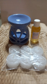 Kit Incenso Sagrado de 30 ml. + Difusor + 6 Velas peq.