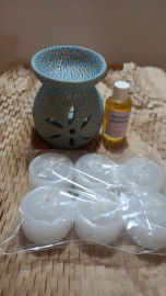 Kit Incenso Sagrado 12ml.+ Difusor pequeno + 6 Velas peq.